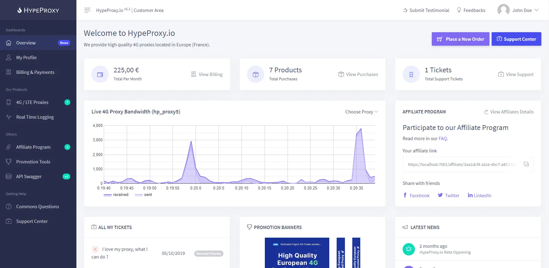 HypeProxy.io Dashboard